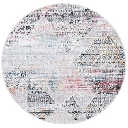 Safavieh 6 ft. 7 in. x 6 ft. 7 in. Porcello 900 Contemporary Round Power Loomed Area Rug; Grey & Black PRL968F-7R
